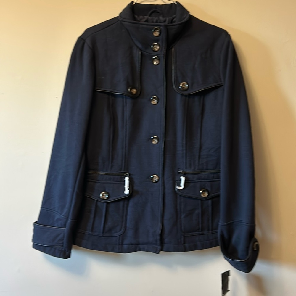 BERNARDO jacket  cotton polyester mix button up zip pockets fully lined …